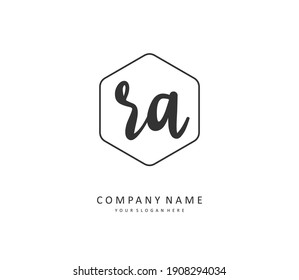 RA Erstmaliges Schreiben, Handschrift und Logo der Unterschrift. Ein Konzept Handschrift Initial Logo mit Template Element.