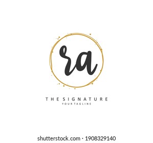 AR Escritura a mano de la carta inicial y logotipo de la firma. Un logotipo inicial de escritura a mano de concepto con elemento de plantilla.