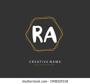 RA Initial letter handwriting and  signature logo. A concept handwriting initial logo with template element.
