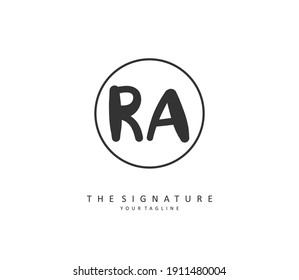 RA Initial letter handwriting and  signature logo. A concept handwriting initial logo with template element. 