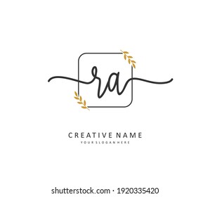 RA Initial letter handwriting and  signature logo. A concept handwriting initial logo with template element.