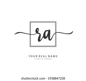 RA Initial letter handwriting and  signature logo. A concept handwriting initial logo with template element.