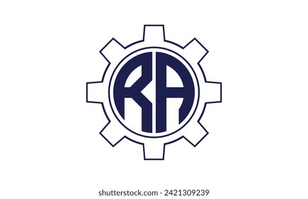 RA Anfangsbuchstaben mechanischer Kreis Logo Design Vektorvorlage. Industrie, Ingenieurwesen, Wartung, Wortmarke, Briefmarke, Monogramm, Baugewerbe, Wirtschaft, Unternehmen, Unternehmen, Handel, Geometrie