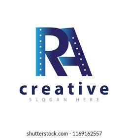 RA initial letter road logo icon vector template
