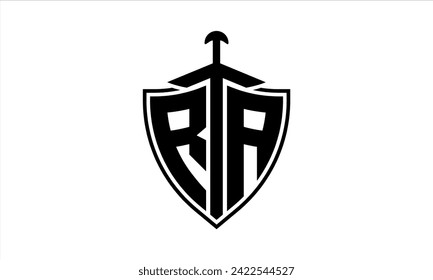 RA initial letter shield icon gaming logo design vector. batman, sports logo, monogram, shield, war game, symbol, playing logo, abstract, fighting, typography, icon, minimal, premier league, club logo