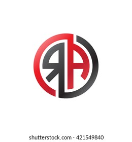 RA initial letters looping linked circle logo red black