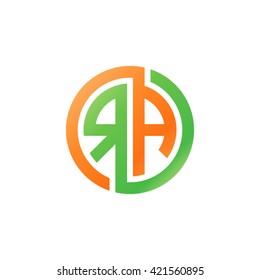 RA initial letters looping linked circle logo orange green