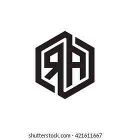 RA initial letters looping linked hexagon monogram logo