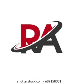 RA initial logo company name colored red and black swoosh design, isolated on white background. vector logo for business and company identity.