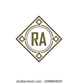 RA initial logo. Luxury ornament crown logo.