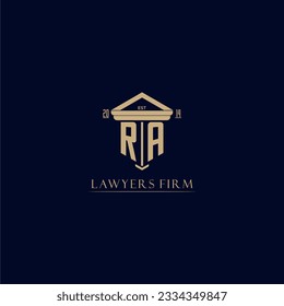 RA initial monogram lawfirm logo with pillar design