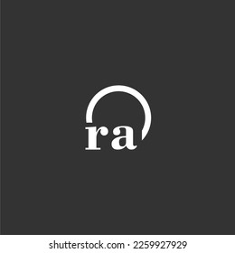 RA initial monogram logo with creative circle line design