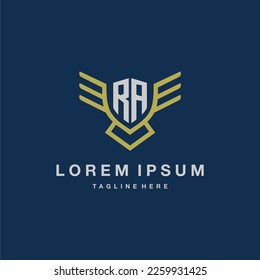 RA initial monogram logo for creative eagle line image vector design