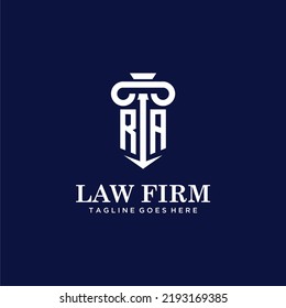 RA initial monogram logo lawfirm with pillar design