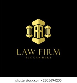 RA initial monogram logo for lawfirm with pillar design