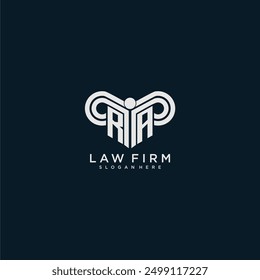 Firma de abogados de logotipo de monograma inicial de RA con diseño de pilar