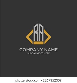 RA initial monogram logo for real estate with building style