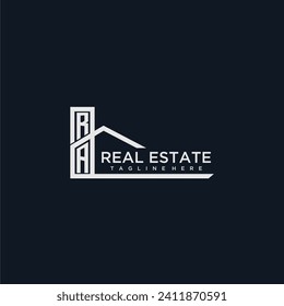 RA initial monogram logo for real estate with creative home image