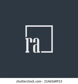 RA initial monogram logo with rectangle style dsign