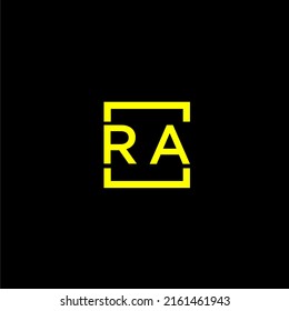 RA initial monogram logo with square style design