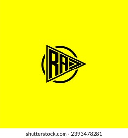 RA initial monogram logo with triangle style design