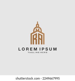 RA initial monogram real estate logo with imperium style desgn