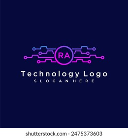 RA initial monogram for technology logo with circle style design