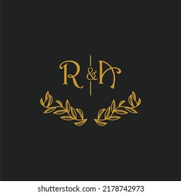 RA initiale Monogramm-Hochzeit mit kreativer Blattlinie