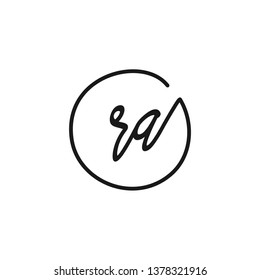 RA initial signature logo. handwriting logo template vector,