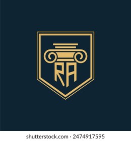 RA Initials Law Firm Logo Lawyer logo with creative law element