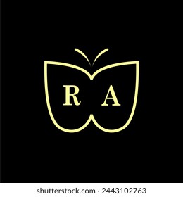 RA Initials Luxury Butterfly logo Vector illustration