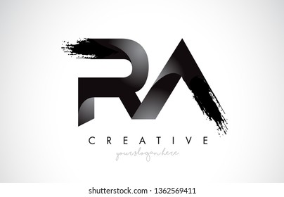 RA Letter Design with Brush Stroke and Modern 3D Look Vector Illustration.