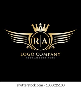 RA Letter Initial with Royal Wing Logo Template.
