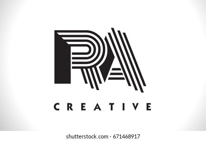 RA Letter Logo With Black Lines Design. Line Letter Symbol Vector Illustration