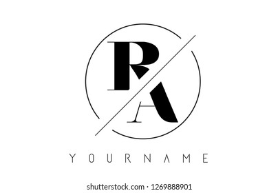 RA Letter Logo with Cutted and Intersected Design and Round Frame Vector Illustration