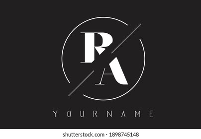 RA-Letter-Logo mit gekuppelter und intersektierter Design- und Round-Frame-Vektorgrafik