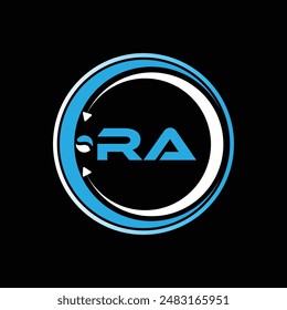 RA letter logo design with a circle shape RA Logo design. RA letter logo creative design. RA unique design.