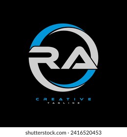 RA letter logo design on black background. RA creative initials letter logo concept. RA letter design.