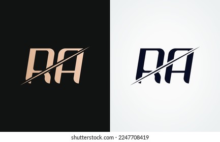 Ra Letter Logo Design Vector Template. Gold And Black Letter Ra Logo Design