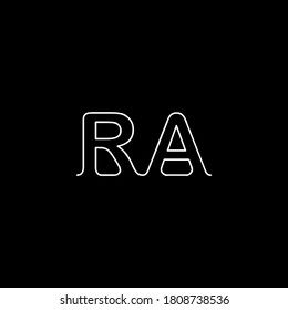 RA letter logo with nice black background.The white letter icon.