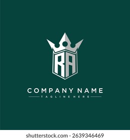 RA letter monogram initial logo for shield and crown design