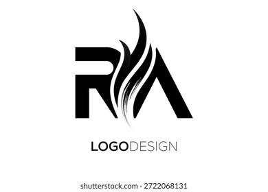 RA Letter Monogram Logo with Artistic Brush Stroke for Modern Brand Identity