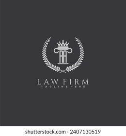 RA letter monogram logo for lawfirm with pillar  crown image design