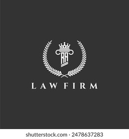 RA letter monogram logo for lawfirm with pillar  crown image design