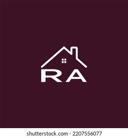 RA Letter Roof Shape Logo For Real Estate With House Icon Design