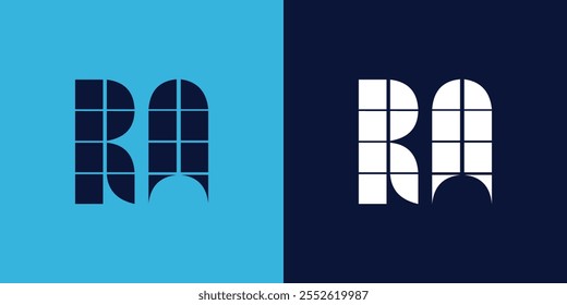 RA Logo Design mit Kachelform. Minimalistisches und modernes Vektorgrafik-Design geeignet für Unternehmen oder Marken