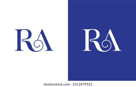 RA Logo Vector de diseño con fondo azul