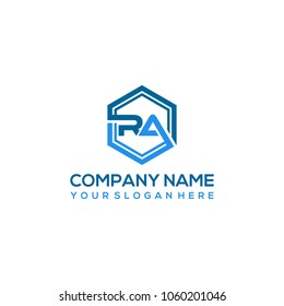 RA logo letter initial, Abstract polygonal Background Logo,