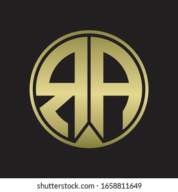 RA Logo monogram circle with piece ribbon style on gold colors
