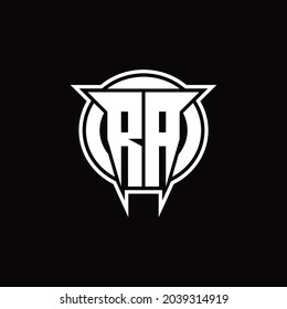 RA Logo monogram with circle rounded shape design template on black background